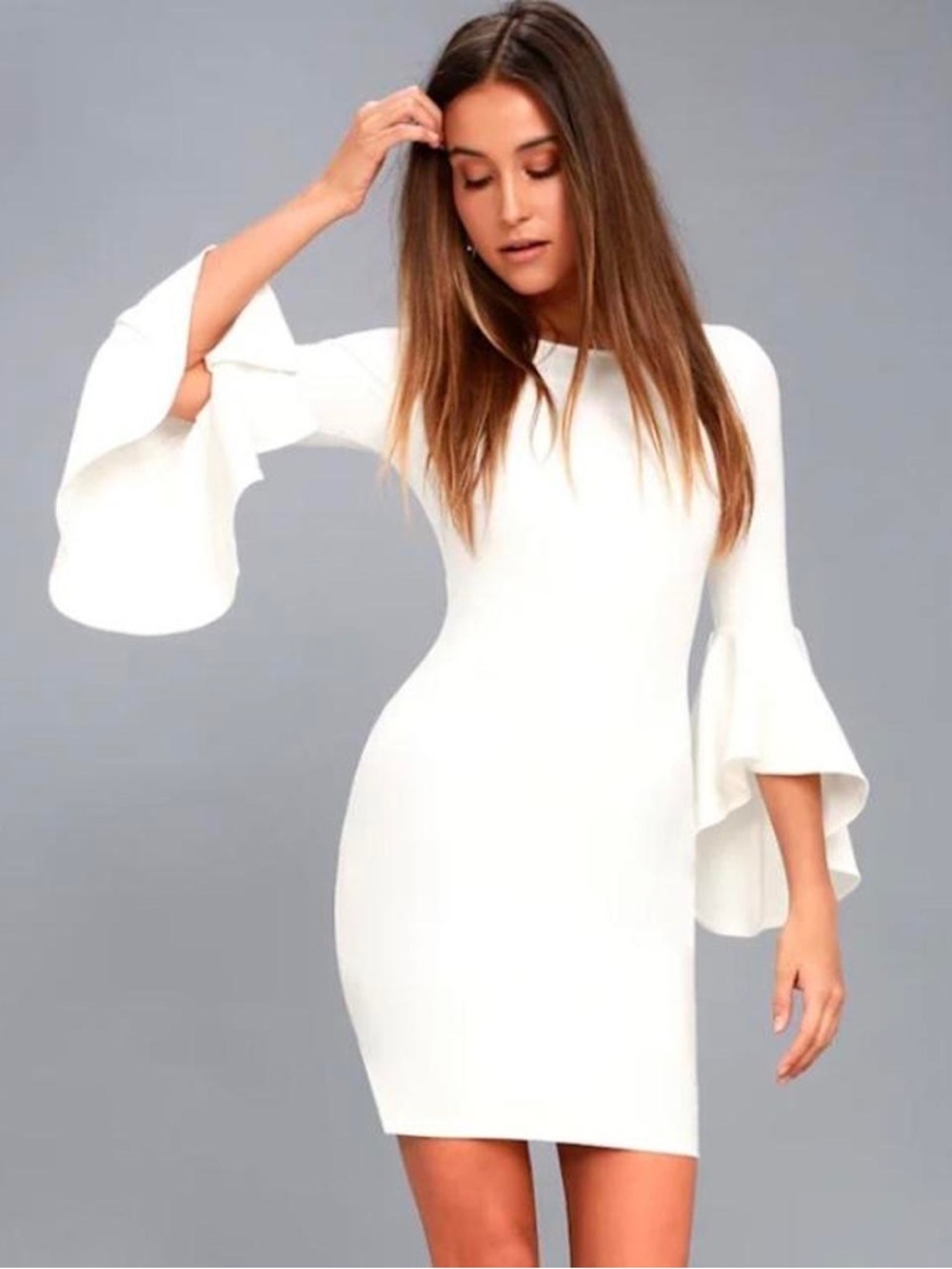 Lulu's White Bell-Sleeve Mini Dress